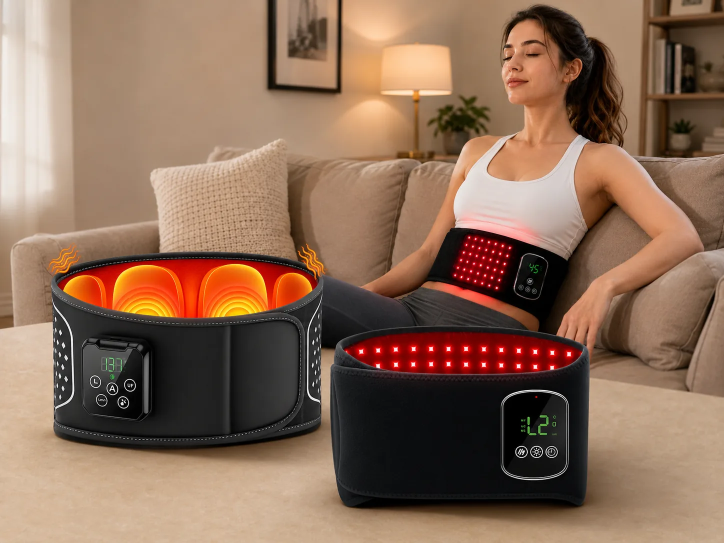 LK-WM001 air compression waist massager and LK-WSM001 red light waist heating massager for OEM and private-label programs