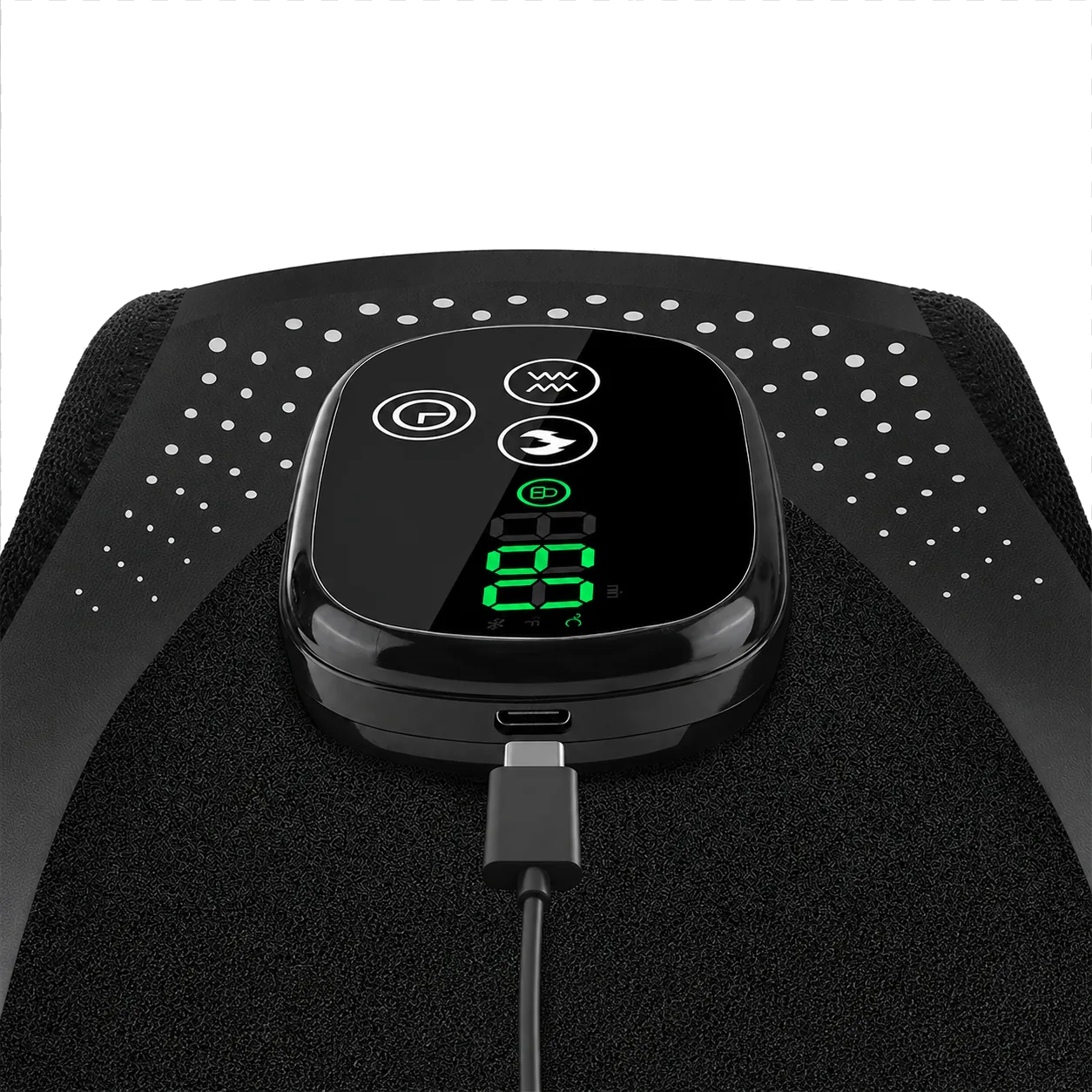Close-up of the LK-KM001 controller and Type-C charging port.
