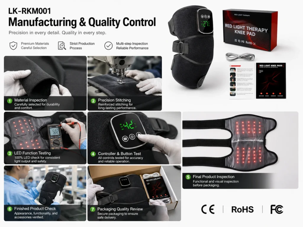 Manufacturing and quality control image for the LK-RKM001 showing production, inspection, and certification-related presentation.