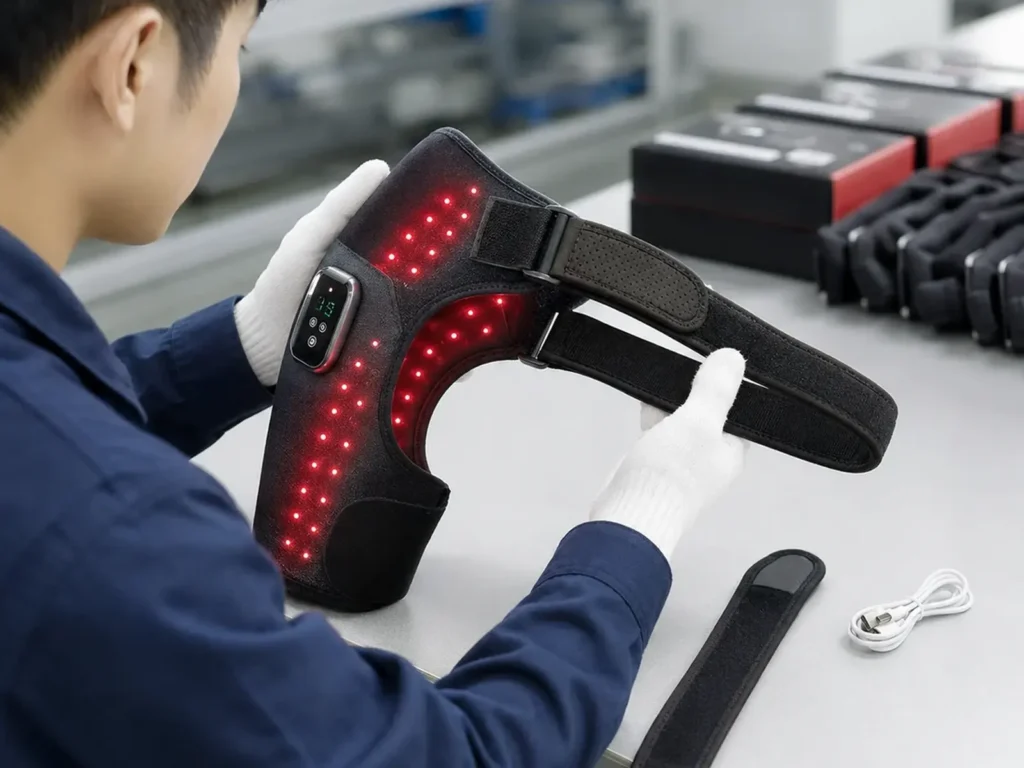 Quality inspection of Loyalkins rechargeable red light shoulder wrap