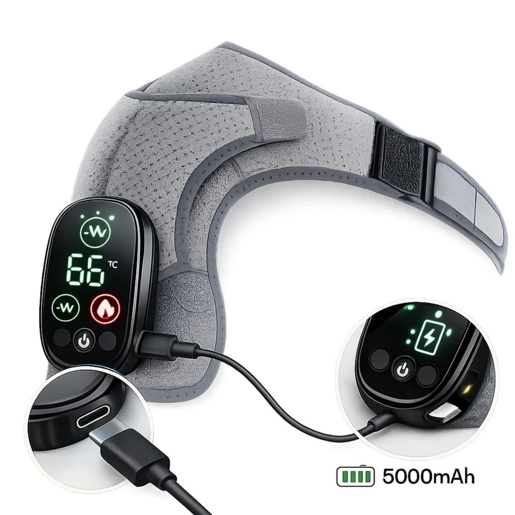 Cordless Type-C charging feature with 5000mAh battery and controller charging detail.