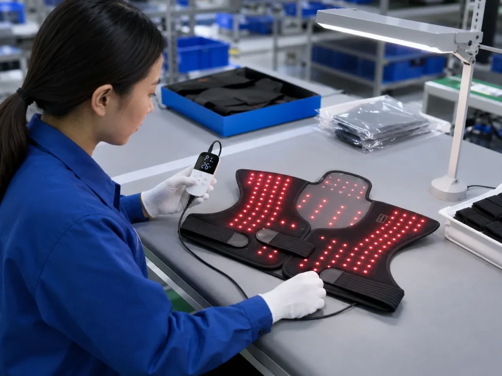 Quality inspection of the Loyalkins LK-SPM001 red light shoulder wrap and controller