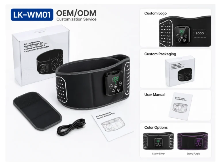 LK-WM01 OEM and ODM customization options for logo, packaging, manual, and product color.